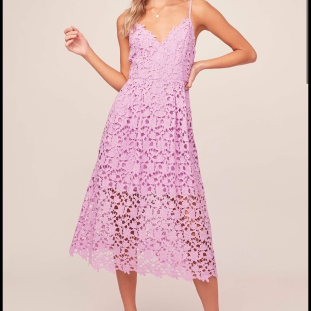 ASTR the label. Lace A-Line midi dress. Light orchid